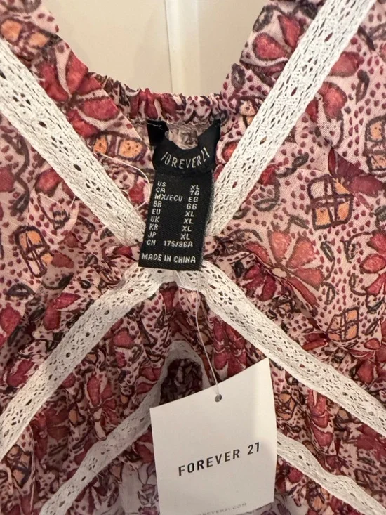 NWT - Forever 21 Pink Floral Patchwork Maxi Dress - Picture 5 of 8